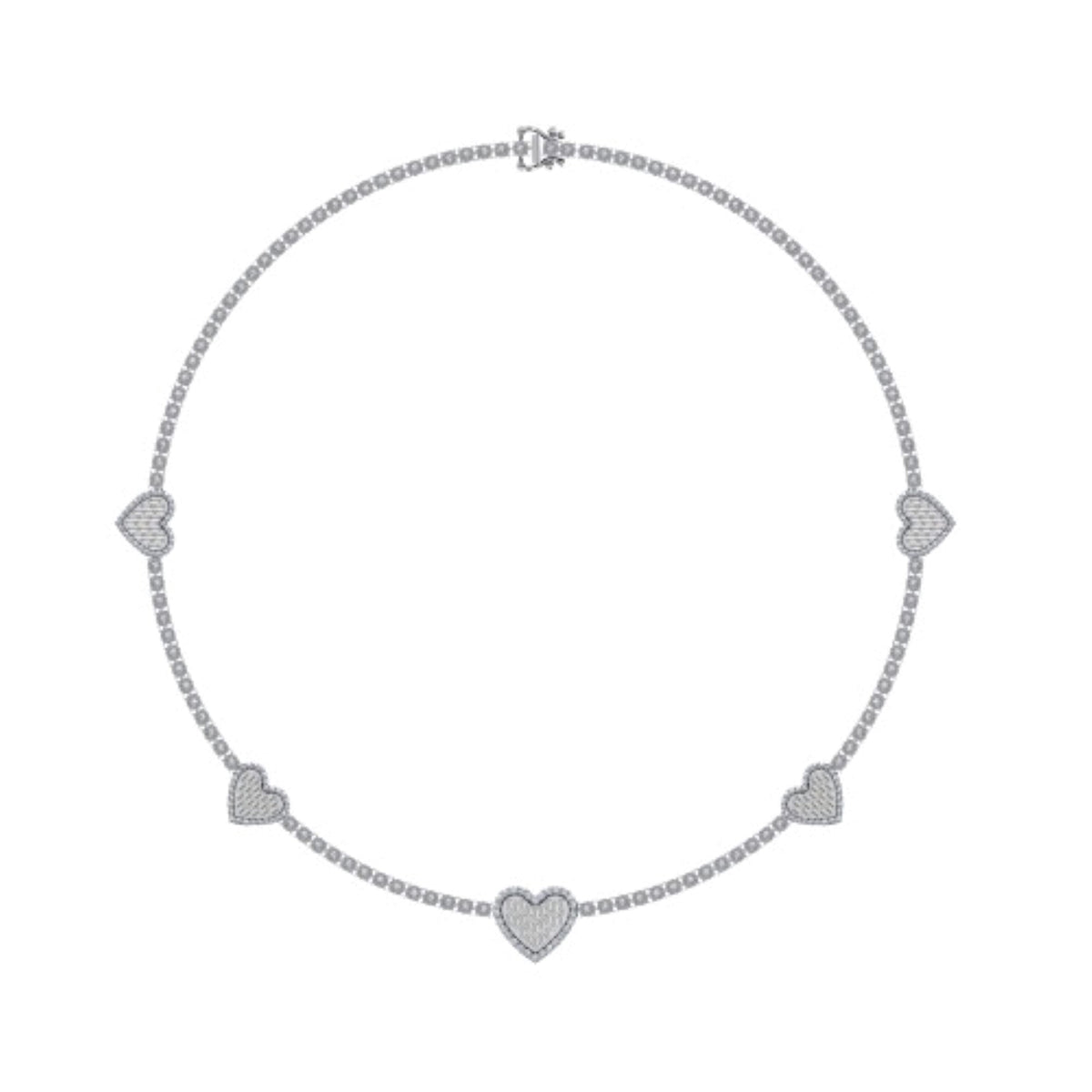 10K White Gold Round Baguette Diamond Heart Shape 18 Inch Necklace 4 Cttw