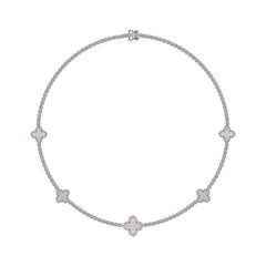 10K Rose White Two Tone Round Baguette Diamond Designer 18 Inch Necklace 2-1/5 Cttw