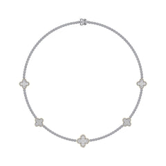 10K Yellow White Two Tone Round Baguette Diamond Designer 18 Inch Necklace 2-1/5 Cttw