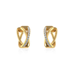 10K Yellow Gold Womens Round Diamond Small Huggies Earrings 1/2 Cttw