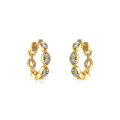 10K Yellow Gold Womens Round Diamond Small Huggies Earrings 1/3 Cttw