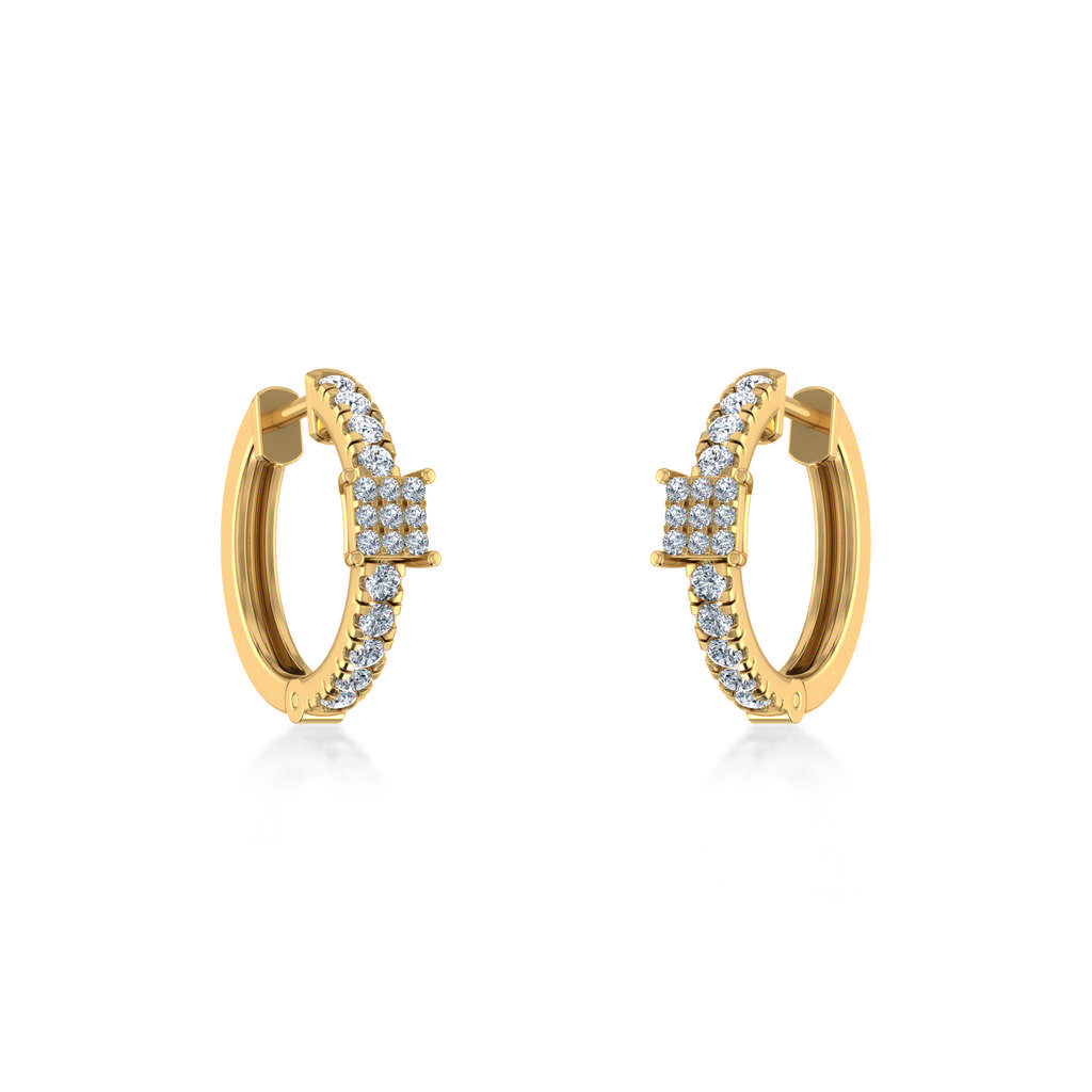 10K Yellow Gold Womens Round Diamond Small Huggies Earrings 5/8 Cttw