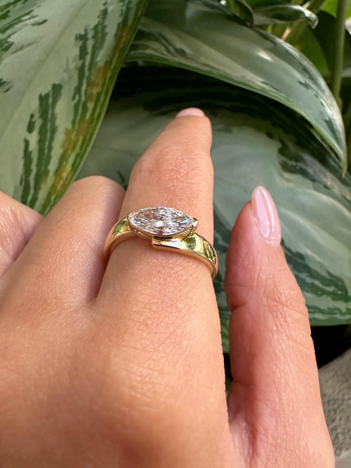 The East-West Marquise Lab Grown Diamond Ring