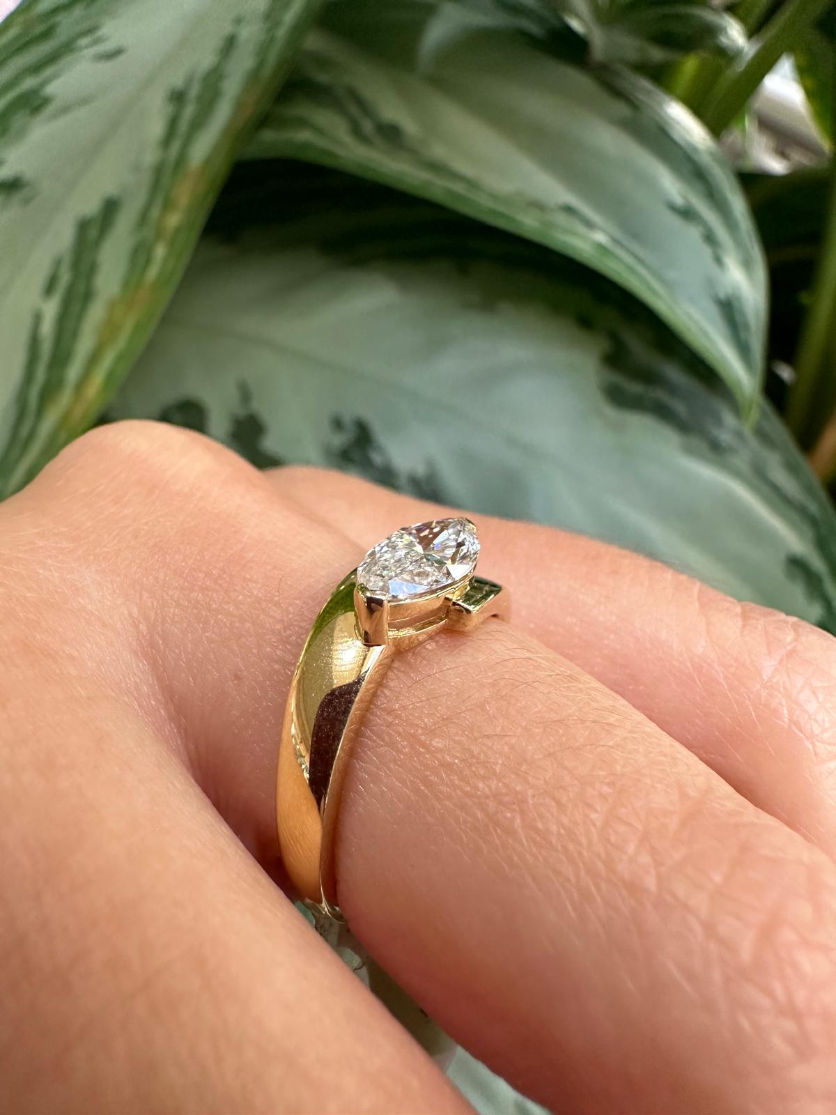 The East-West Marquise Lab Grown Diamond Ring