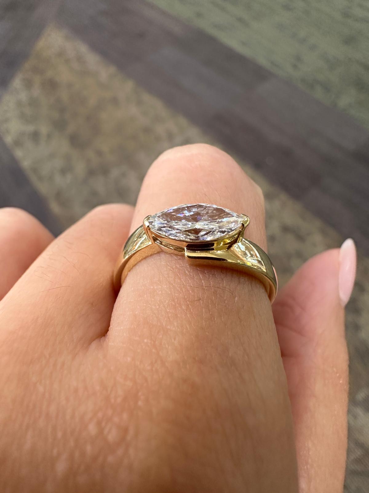 The East-West Marquise Lab Grown Diamond Ring