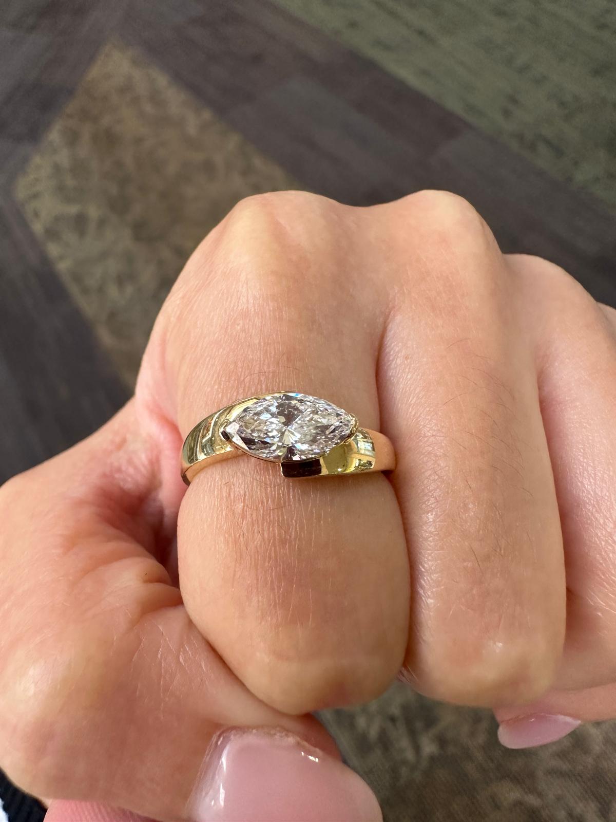 The East-West Marquise Lab Grown Diamond Ring