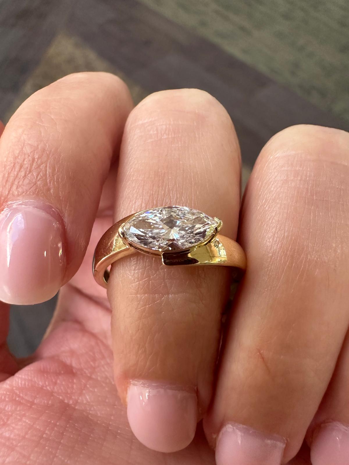 The East-West Marquise Lab Grown Diamond Ring