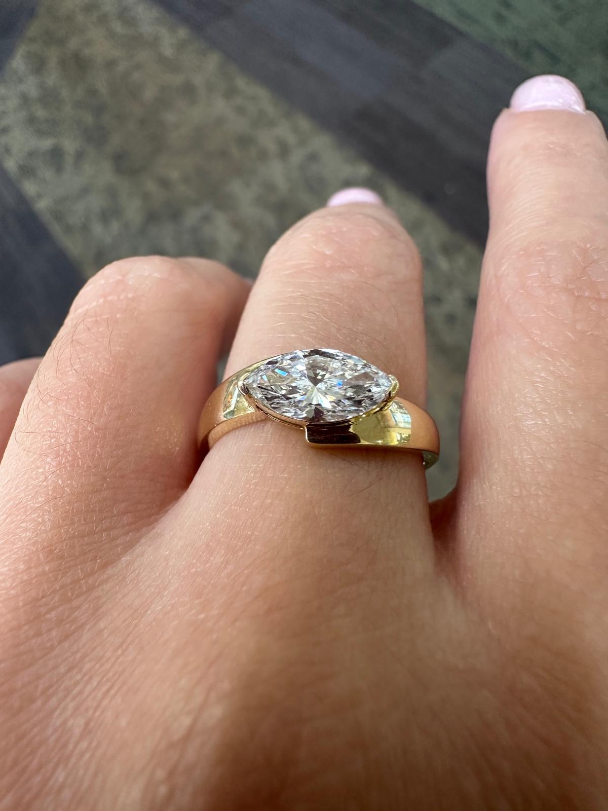 The East-West Marquise Lab Grown Diamond Ring