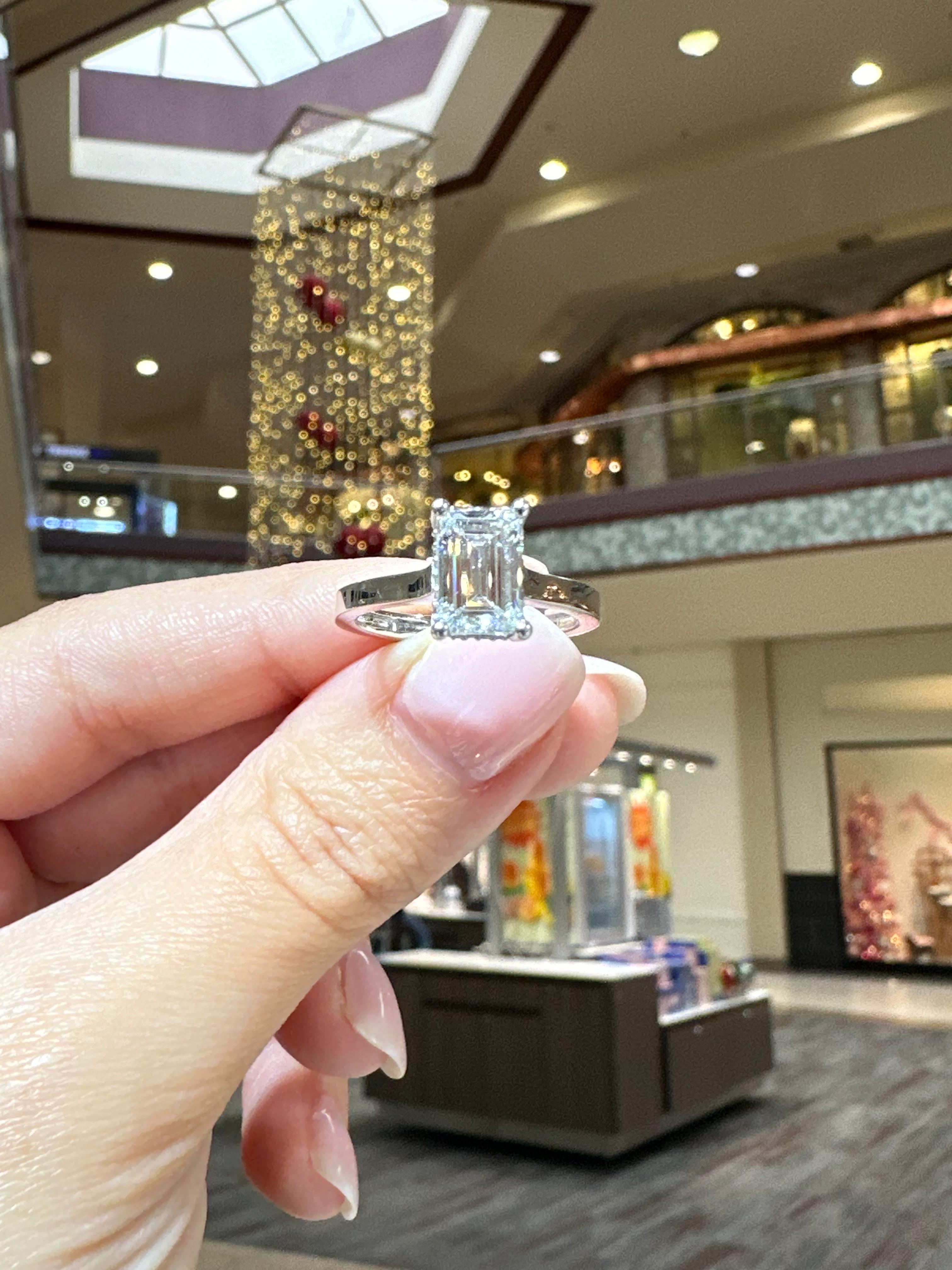 2.12 Carat Emerald Cut Lab-Grown Diamond Ring 14KT White Gold Size 7