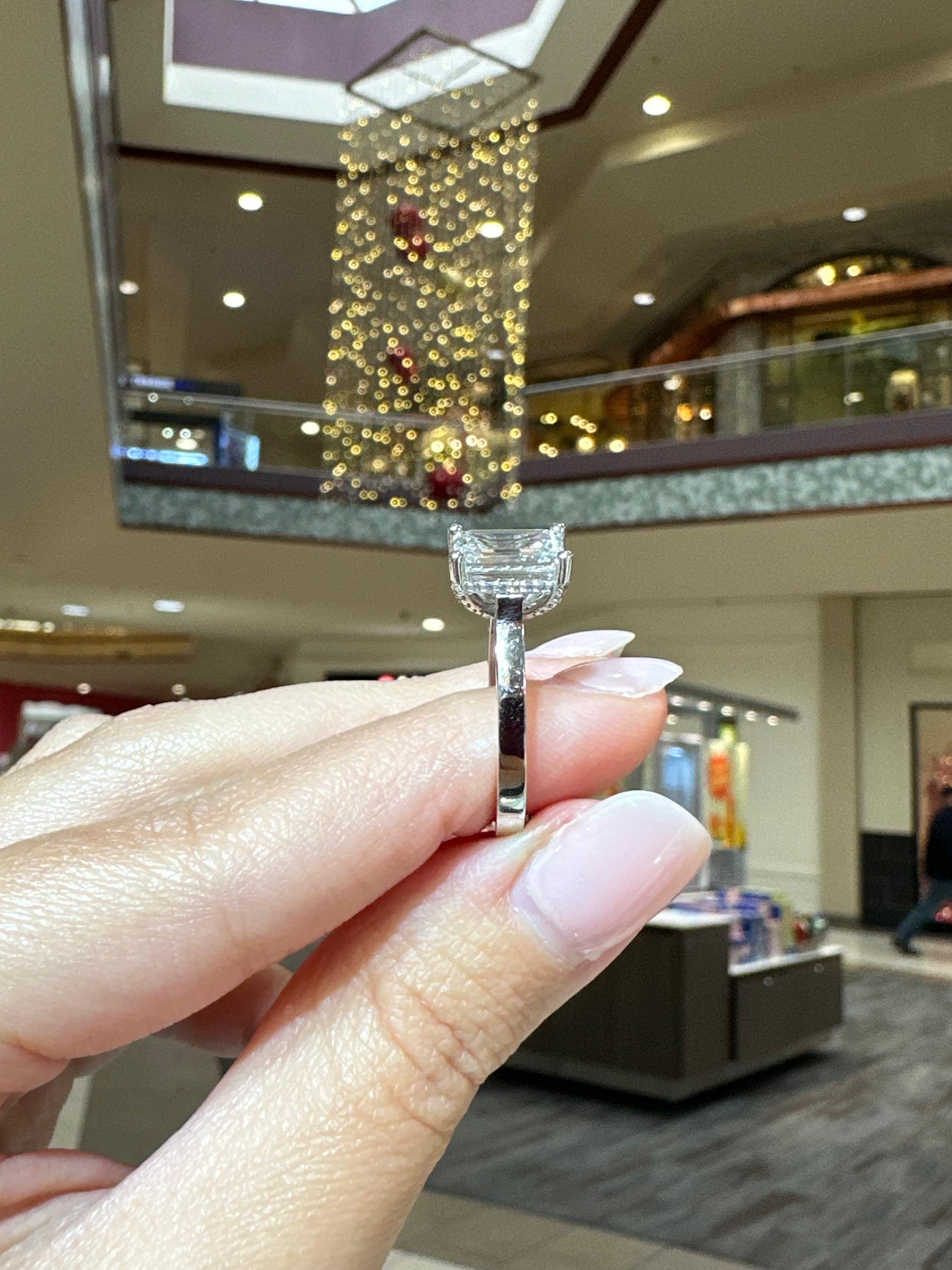 2.12 Carat Emerald Cut Lab-Grown Diamond Ring 14KT White Gold Size 7