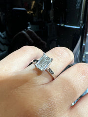 2.12 Carat Emerald Cut Lab-Grown Diamond Ring 14KT White Gold Size 7