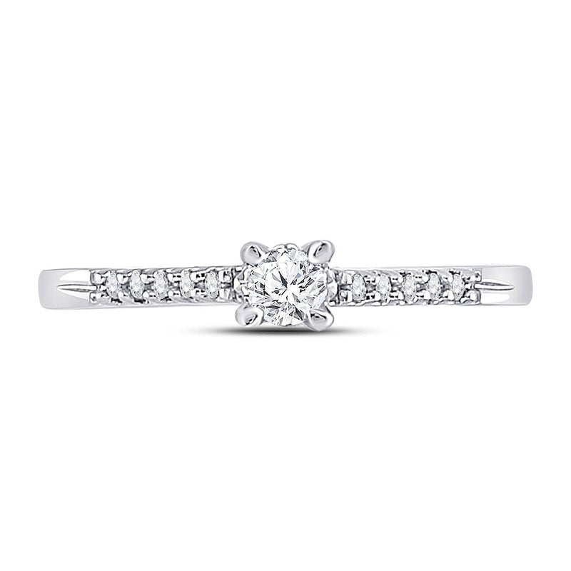 10kt White Gold Womens Round Diamond Solitaire Promise Ring 1/8 Cttw