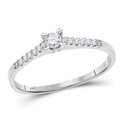 10kt White Gold Womens Round Diamond Solitaire Promise Ring 1/8 Cttw