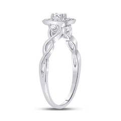 14kt White Gold Womens Princess Diamond Square Promise Ring 1/5 Cttw