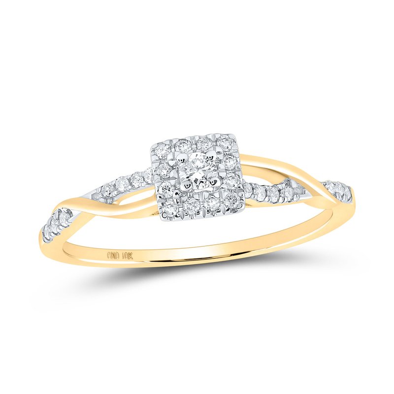 10kt Gold Womens Round Diamond Twist Halo Promise Ring 1/5 Cttw