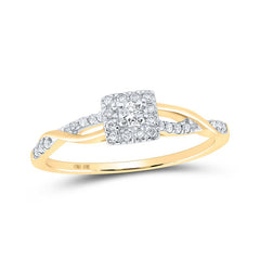 10kt Yellow Gold Womens Round Diamond Twist Halo Promise Ring 1/5 Cttw