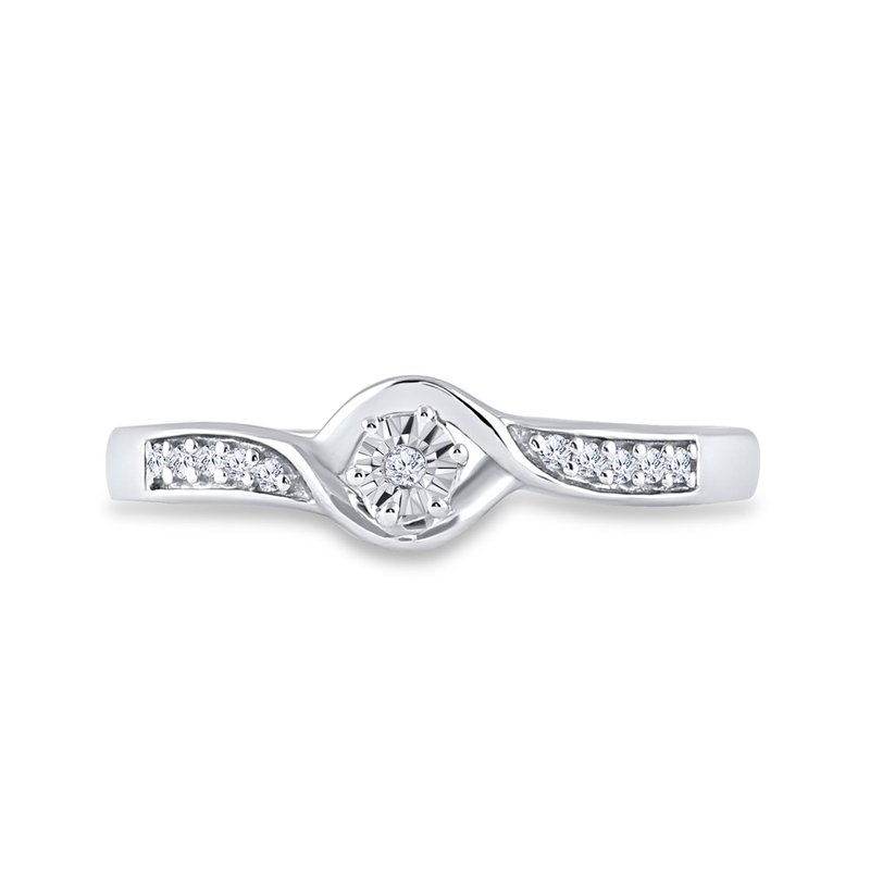 Sterling Silver Womens Round Diamond Solitaire Promise Ring 1/20 Cttw