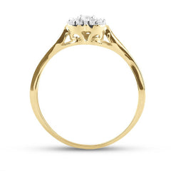 10kt Yellow Gold Womens Round Diamond Heart Promise Ring 1/8 Cttw