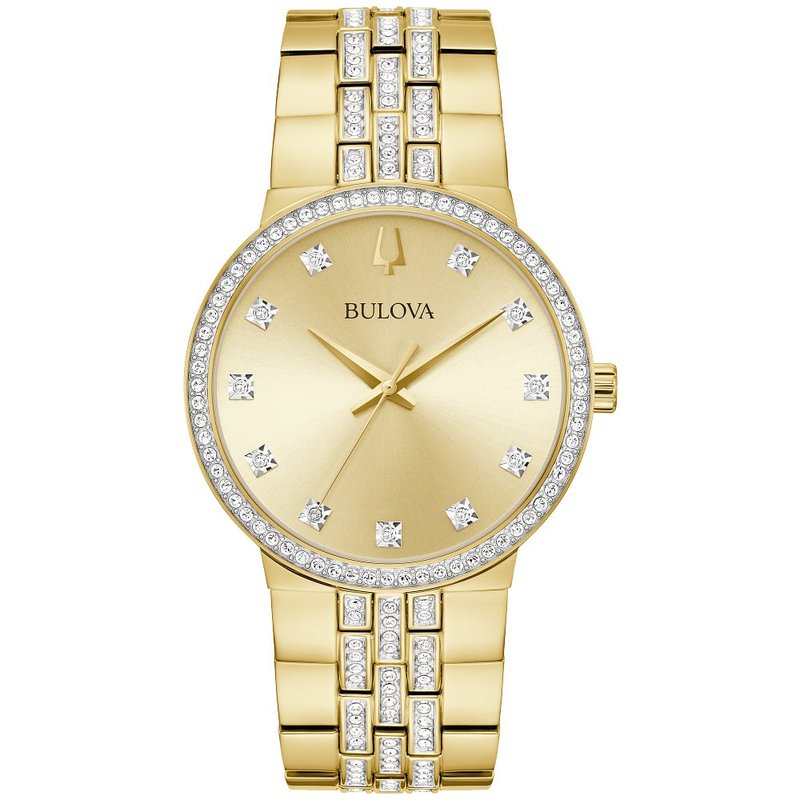 Bulova Box Set BUL Crystal Mens Stainless Steel