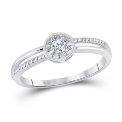 10kt White Gold Womens Round Diamond Solitaire Promise Ring 1/20 Cttw