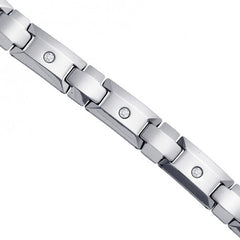 Tungsten Mens Polished CZ Cubic Zirconia Fancy Bracelet 12 mm Size 8.5 Inches