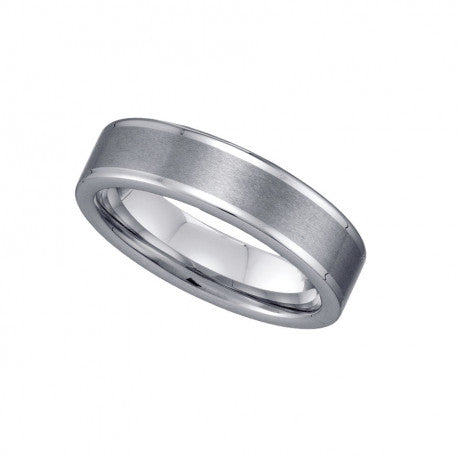 Tungsten Brushed Center Plain Mens Comfort-fit 6mm Sizes 7 - 15 Wedding Band